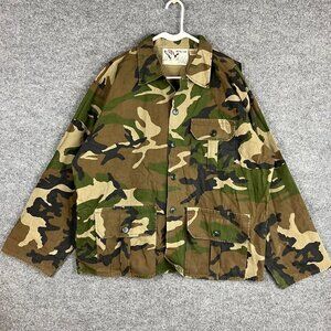 Vintage DUCK BAY Mens Long Sleeve Button‎ Up Hunting Camo Shirt Duck Sz L